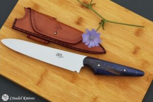 Citadel “Forest Hêtre Bleu et Étui En Cuir”- Couteau de Cuisine.