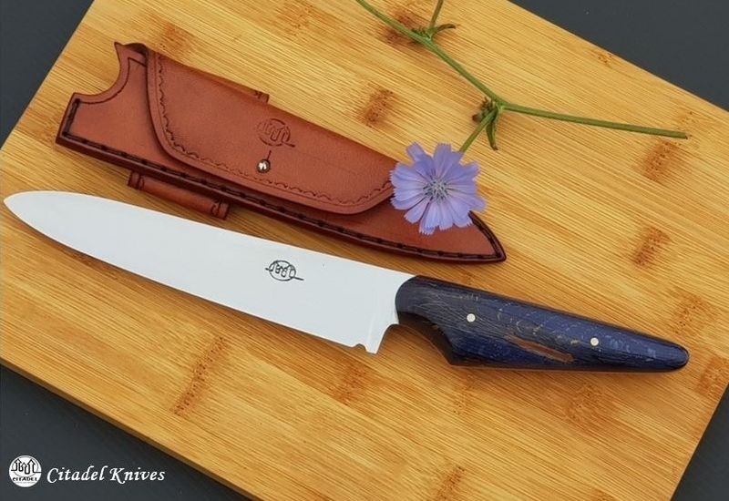 Citadel Forest Bluebeech and Leather Sheath- Kitchen Knife. - DepDep