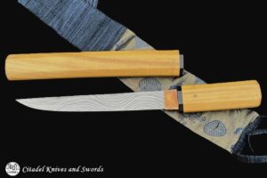 Citadel Tanto Damascus Blade in Shira Saya- Jackwood- Japanese style Knife.