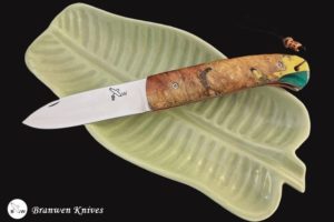 Branwen MYSON Slipjoint Folding Knife- Stabilized Elm Wood Handle Scales.