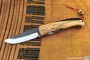 Citadel Danang #2 Liner Lock Folding Knife- Stabilized Boxwood Handle Scales.